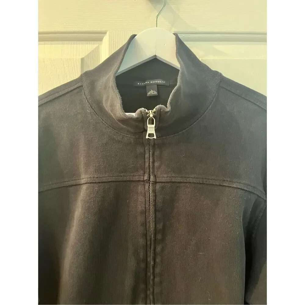 Banana Republic Black Heavy Full Zip Sweatshirt Jacket sz L EUC